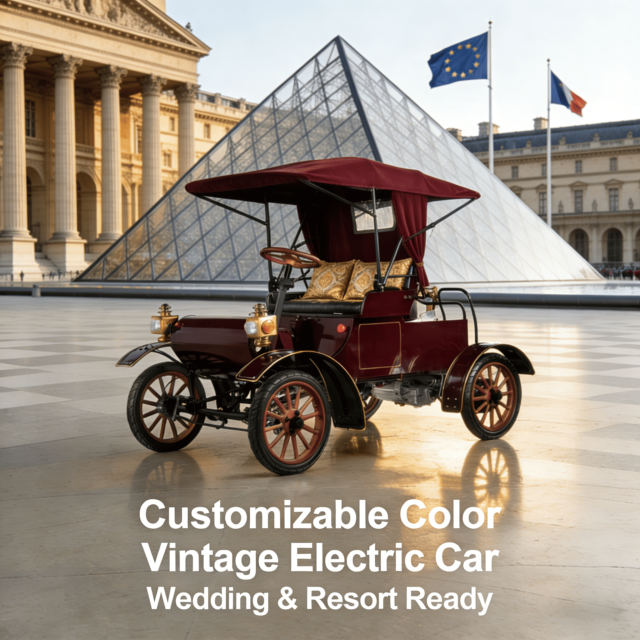 Настраиваемый цветной винтажный электрический экскурсионный автомобиль — идеально подходит для свадеб, курортов и туристических достопримечательностей