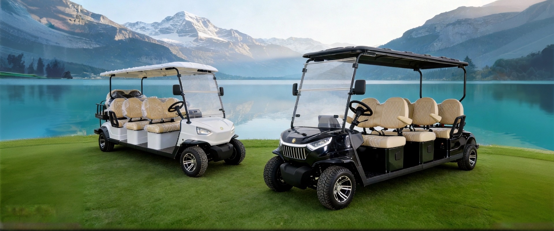 Электрический гольф-кар для коммерческого использования в отелях, на мероприятиях и в промышленных парках.