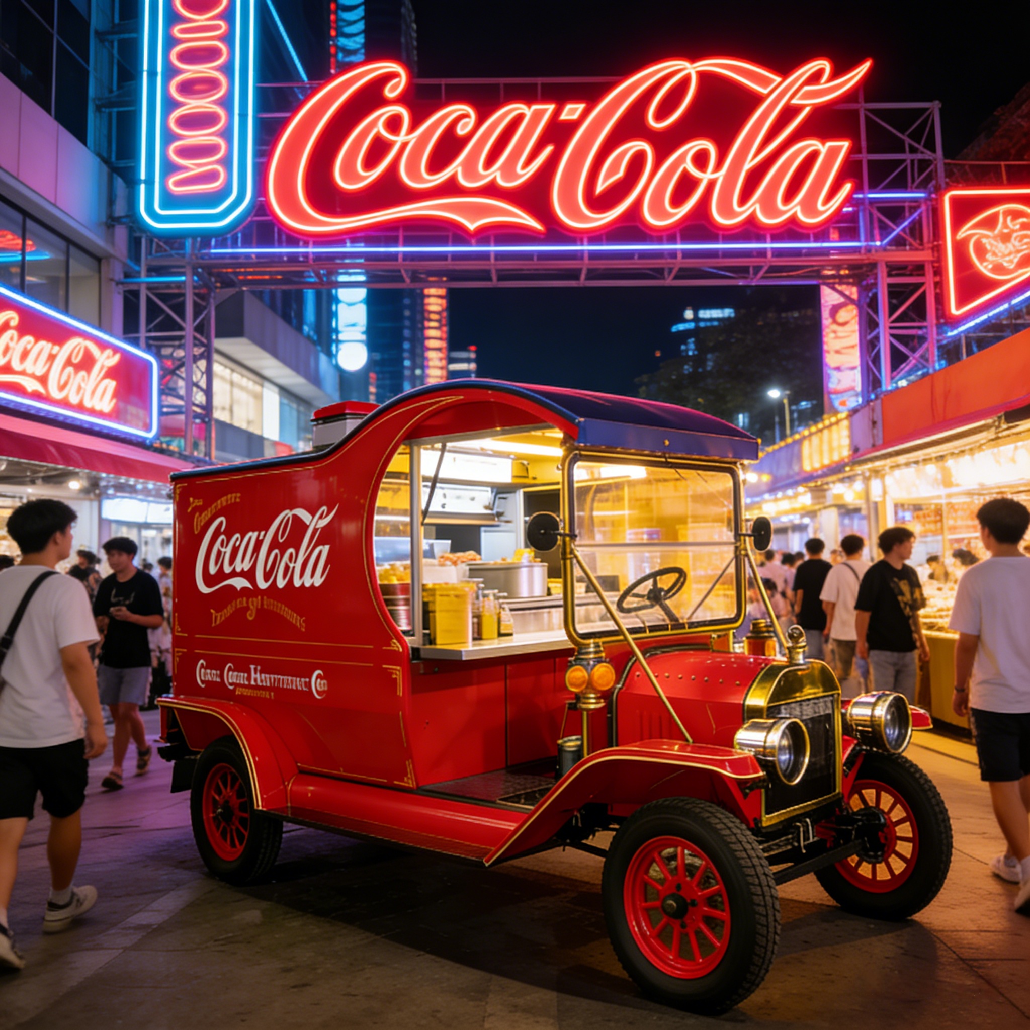 Легендарный ретро-фургон с едой Coca-Cola — известная в Интернете многофункциональная тележка с закусками для ночных рынков (настраиваемая)